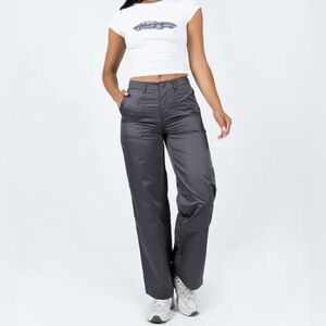 {Princess Polly} "Parkham Utility Pants Slate" Loose Straight Leg Parachute Pant